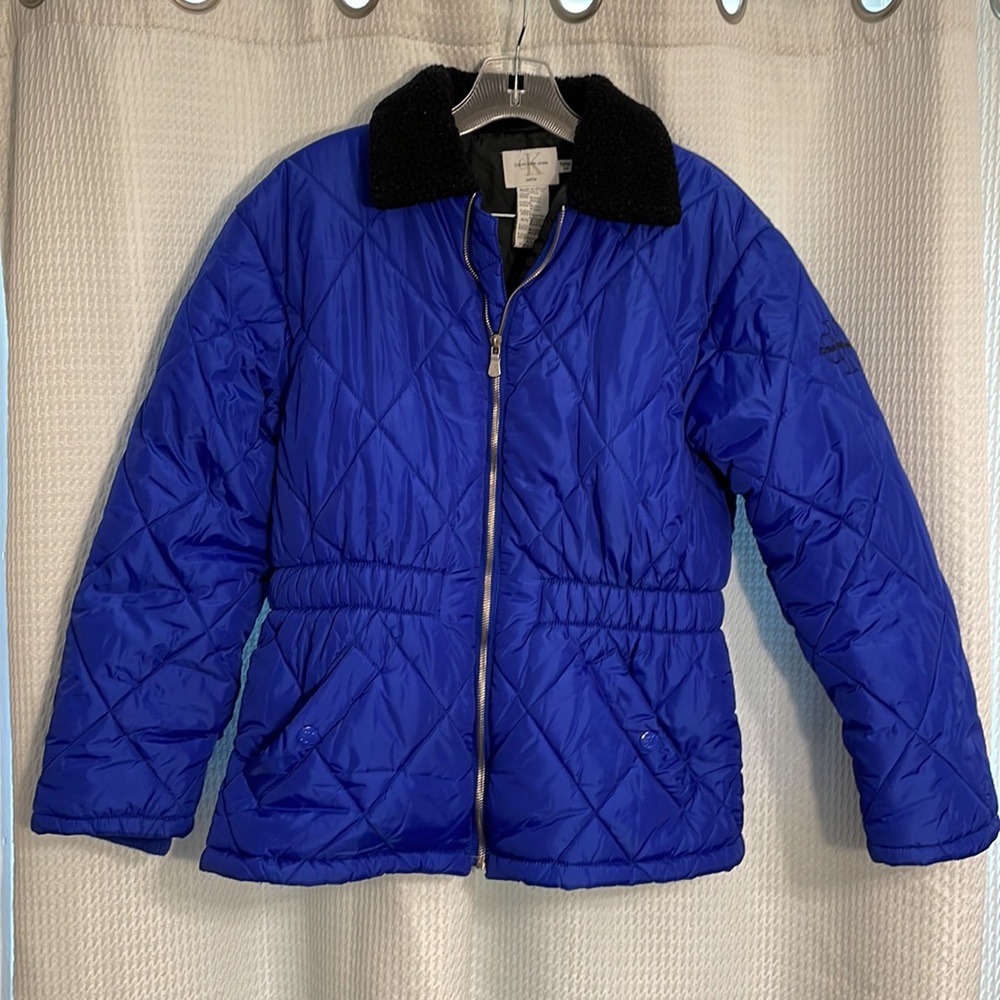 Womens Calvin Klein Puffer Jacket Quilted Park Blue/Black.  sz PM